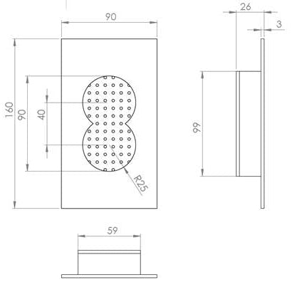 A technical drawing of a Maison Vervloet Stardust Flush Pull.