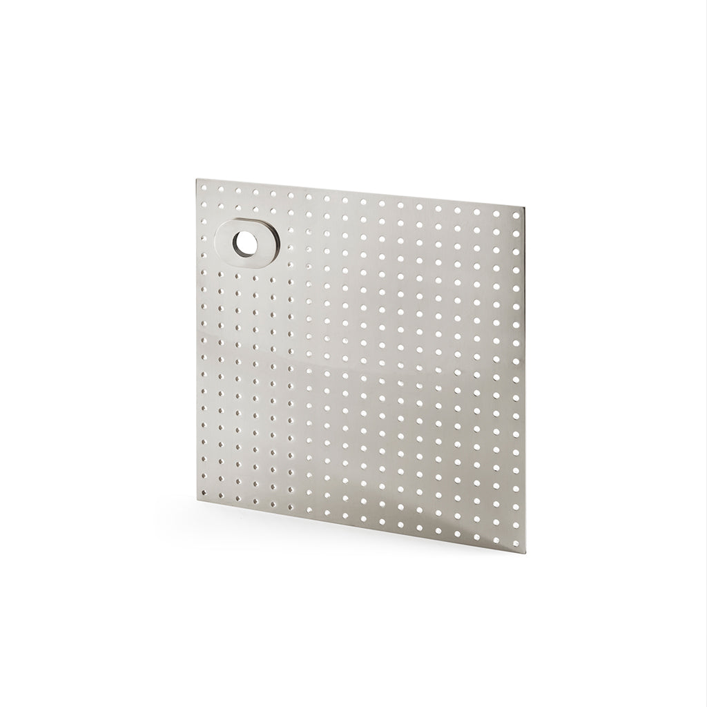 A Maison Vervloet Stardust Perforated Square Backplate cutting board.