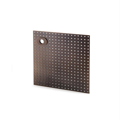 A square metal plate with holes on it, featuring the Stardust Smooth Lever Handle on Rose from Maison Vervloet.