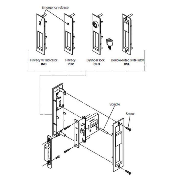 sugatsune pocket door latch drawing