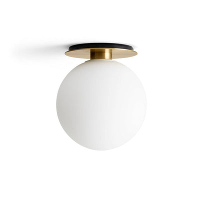 An Audo TR Wall/Ceiling Lamp hanging from a white ball.