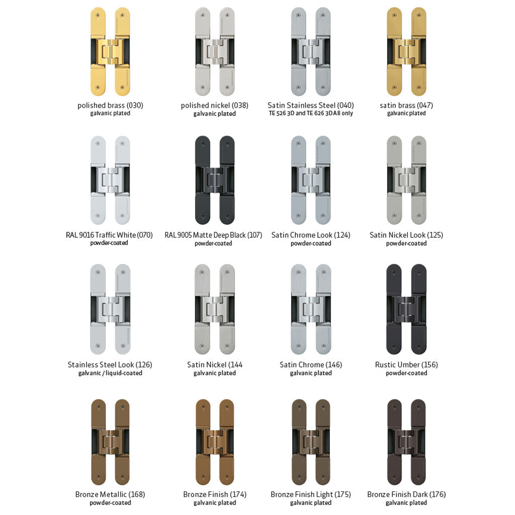Tectus TE 240 3D Hinge finish options 