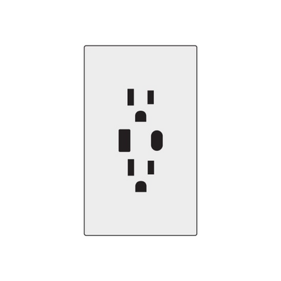 A black and white image of a Trufig Leviton Fascia Electrical Outlet.
