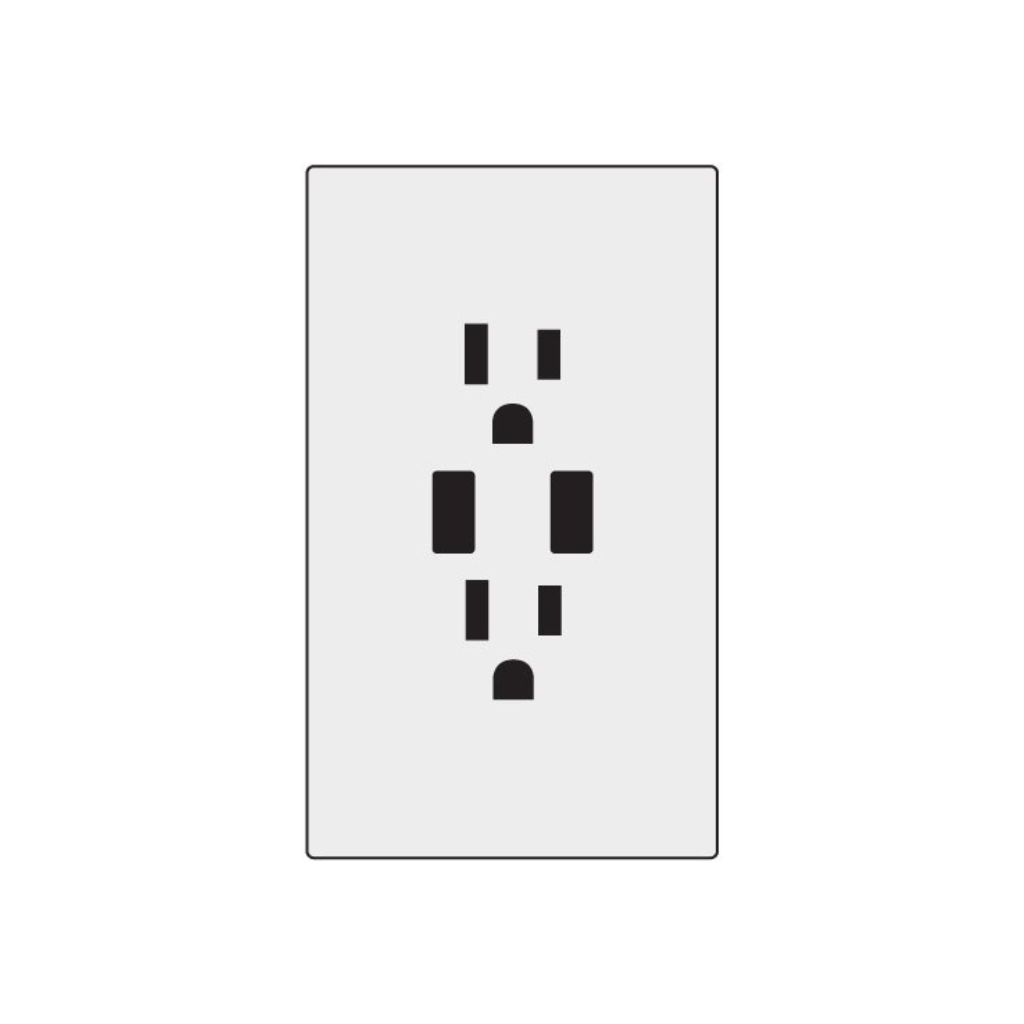 A black and white image of a Trufig Leviton Fascia Electrical Outlet.