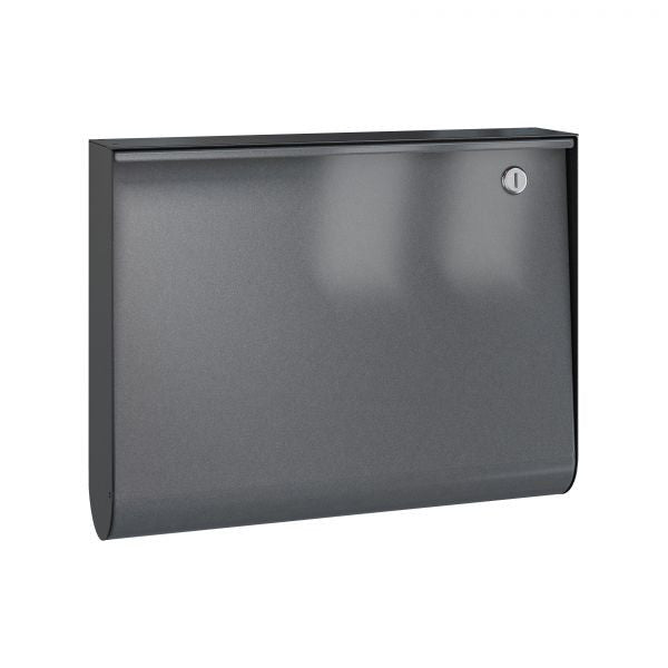 A gray wall mounted U-Box Mailbox dispenser from Serafini.
