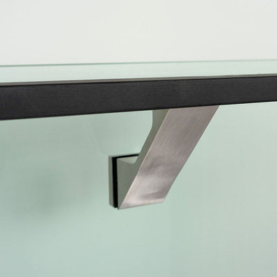 A close up of a Componance VS Glass Mounted Bracket on a glass door handle.