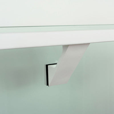 A close up of a Componance VS Glass Mounted Bracket on a shelf.
