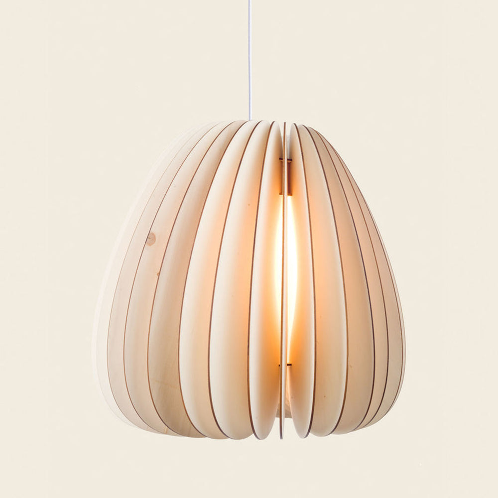 Voluminous wooden pendant