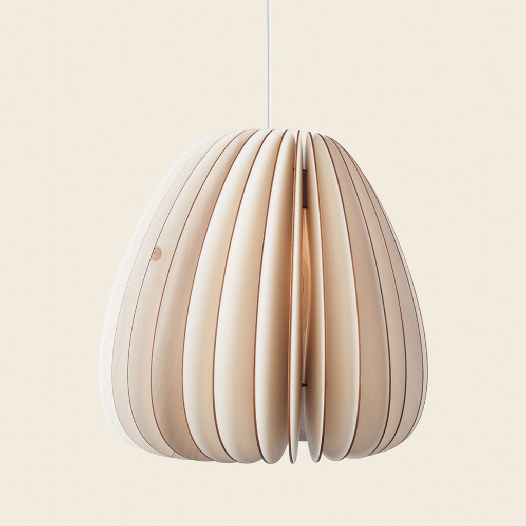 Voluminous wooden pendant