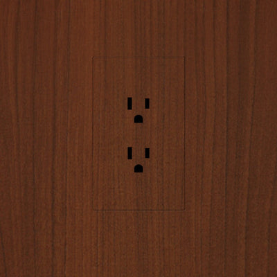 A picture of a wooden surface with Trufig Leviton Fascia Electrical Outlet in the middle.