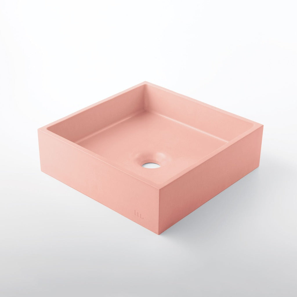 A mudd. concrete Yarra Basin SM sink in pink on a white background.