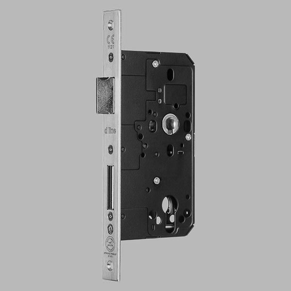 d line Euro Mortise Keyed Entry Sash Lock — Satin Stainless Steel / Square