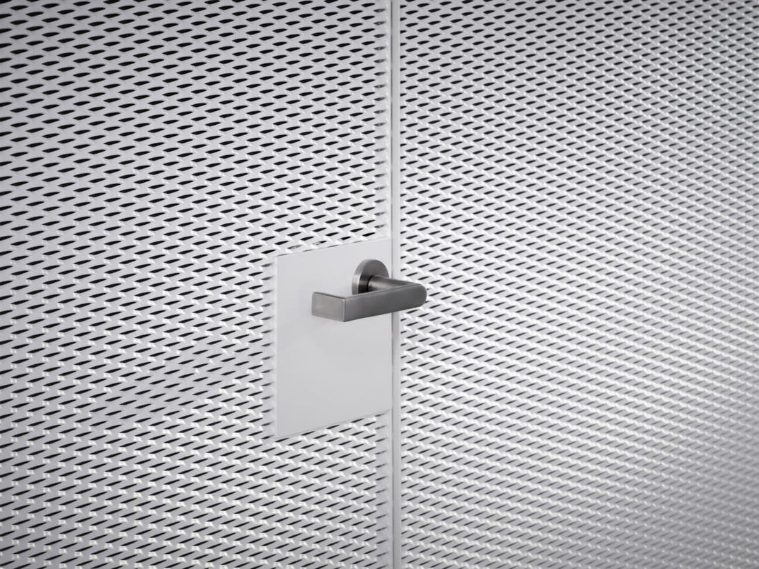 Aluminum FSB 1147 Wittgenstein levers on fibreboard doors at Haus Sittertal