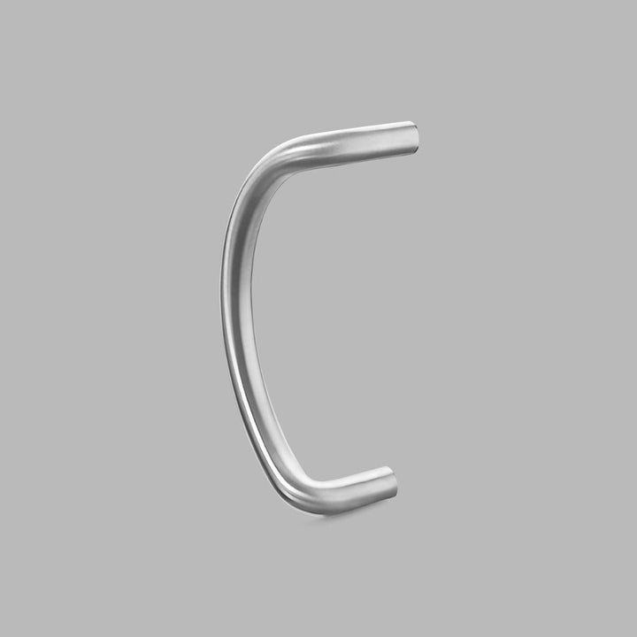 knud curved door pull in satin stainless steel